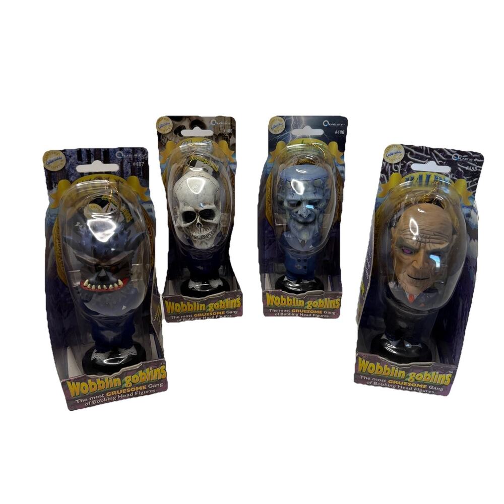 Wobblin Goblins Monster Bobble heads #488 Skull #485 Baldy Wolf Frankenstein Lot